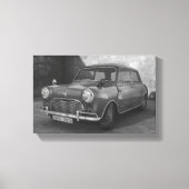  Mini Cooper zwart-wit retro canvas Afdruk (Voorkant)