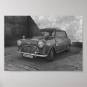 Mini Cooper zwart-wit retro-poster Poster (Voorkant)