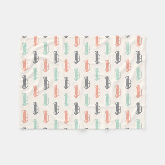 Mini Coopers on Go - Peach & Blauwgroen - Fleece Deken (Voorkant (Horizontaal))