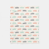 Mini Coopers on Go - Peach & Blauwgroen - Fleece Deken (Voorkant)