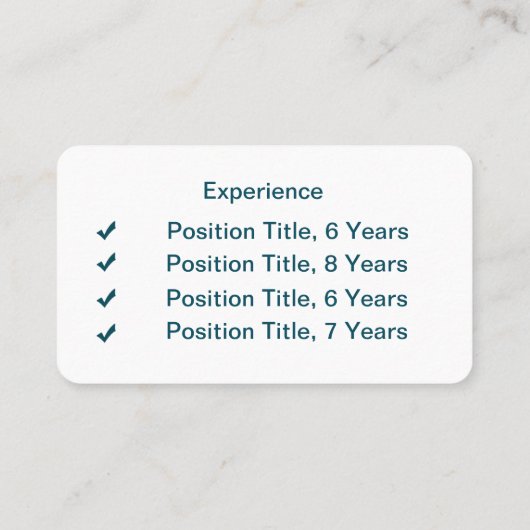 Mini CV Visitekaartje Donkergroen (Achterkant)