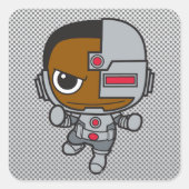 Mini Cyborg Vierkante Sticker (Voorkant)