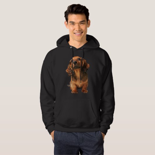 Mini Dachshund Long Hazard Red Puppy Dog Hoodie (Voorkant volledig)