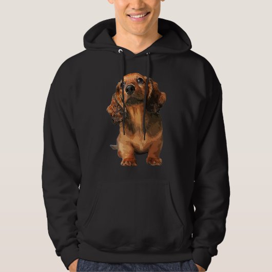 Mini Dachshund Long Hazard Red Puppy Dog Hoodie (Voorkant)