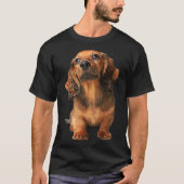 Mini Dachshund Long Hazard Red Puppy Dog T-shirt (Voorkant)