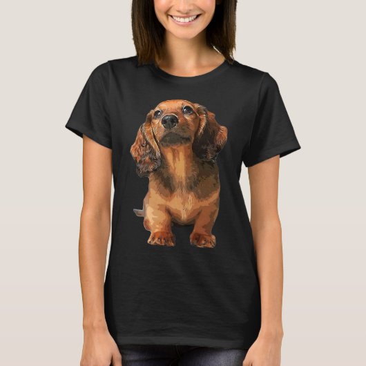Mini Dachshund Long Hazard Red Puppy Dog T-shirt (Voorkant)