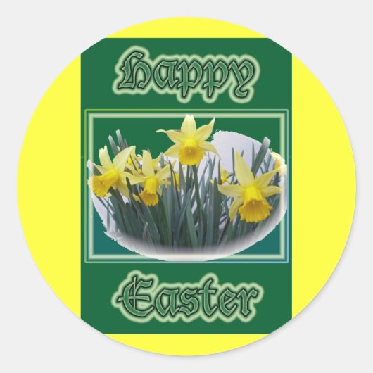 Mini Daffodils Happy Easter Sticker (Voorkant)
