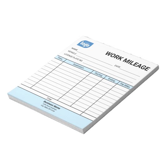 Mini Daily Work Mileage Log Sheet Notepad Notitieblok (Linkerzijde)