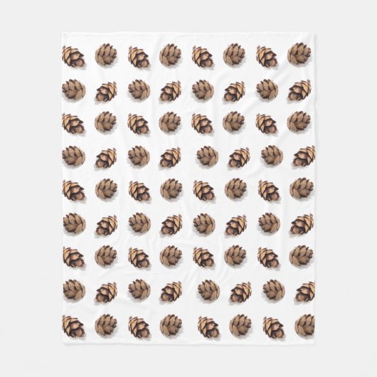 Mini dennenappels op wit patroon fleece deken (Voorkant)