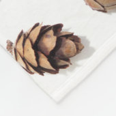 Mini dennenappels op wit patroon fleece deken (Hoek)