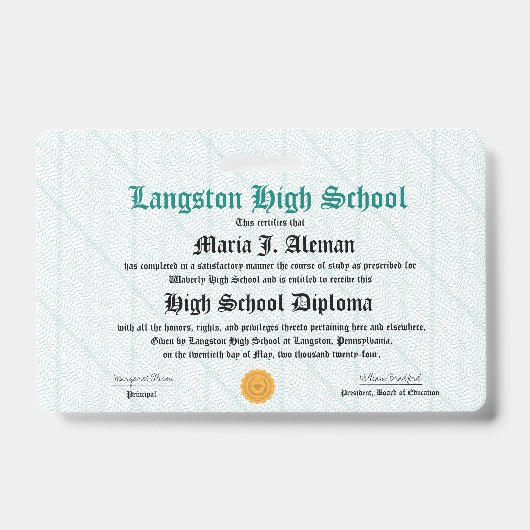 Mini-Diploma - Badge met formaat van een pakket Ma (Voorzijde)