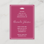 Mini Donkerroze foto Afstuderen uitnodiging Informatiekaartje (Achterkant)