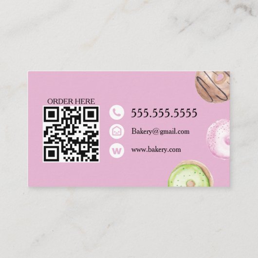 Mini Donuts Baker Bakery Treats Pink Visitekaartje (Achterkant)