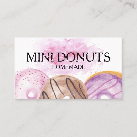 Mini Donuts Baker Bakery Treats Pink Visitekaartje (Voorkant)