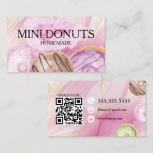 Mini Donuts Bakkerij Lekkernijen Waterverf Visitekaartje