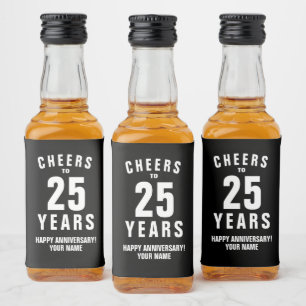 Mini drankfleslabels voor 25-jarig jubileum likeurfles etiket