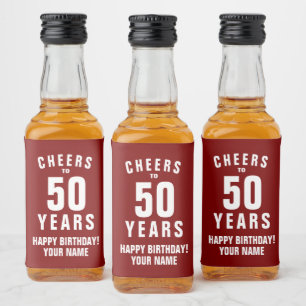 Mini drankfleslabels voor 50ste verparty likeurfles etiket