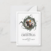 Mini Dusty Waterverf Krans Vrolijk Kerstfeest Foto Notitiekaartje (Voorkant)