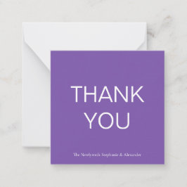 Mini Eenvoudig Paars Dank u vierkant Notitie Kaart Notitiekaartje