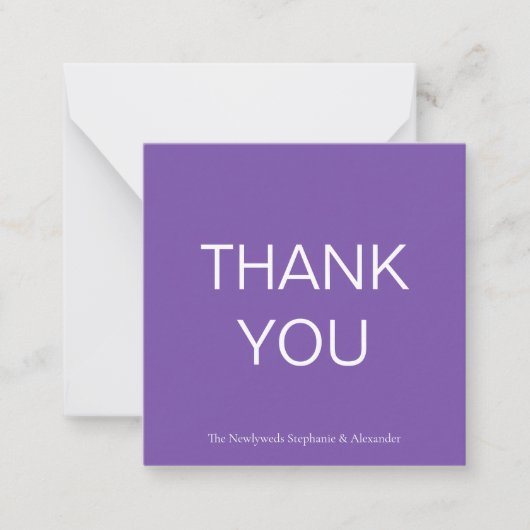 Mini Eenvoudig Paars Dank u vierkant Notitie Kaart Notitiekaartje (Voorkant)