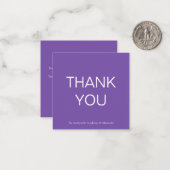 Mini Eenvoudig Paars Dank u vierkant Notitie Kaart Notitiekaartje (Voorkant / Achterkant in situ)