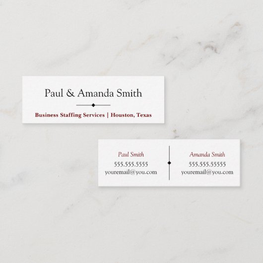 Mini eenvoudig Visitekaartje met 2 namen & contact (Voorkant / Achterkant)