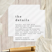 MINI Eenvoudig Zwart Wit Bruiloft Details Informatiekaartje