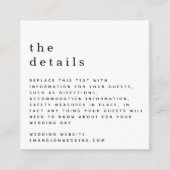 MINI Eenvoudig Zwart Wit Bruiloft Details Informatiekaartje (Voorkant)