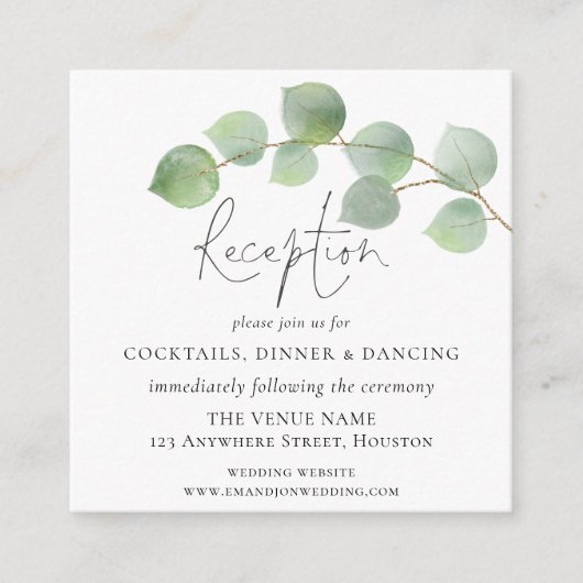 MINI | Eenvoudige eucalyptus bruiloft receptie Det Informatiekaartje (Voorkant)