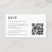 MINI Eenvoudige Zwarte Witte QR Code RSVP Informatiekaartje (Voorkant)