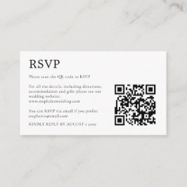 MINI Eenvoudige Zwarte Witte QR Code RSVP Informatiekaartje