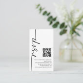 Mini Elegant Calligraphy QR Code Weddenschap RSVP Informatiekaartje (Staand voorkant)
