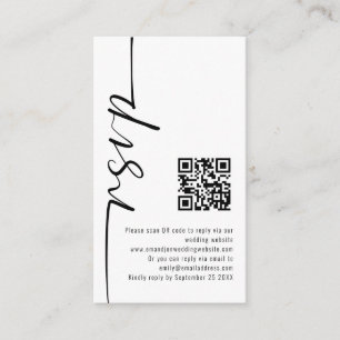Mini Elegant Calligraphy QR Code Weddenschap RSVP Informatiekaartje