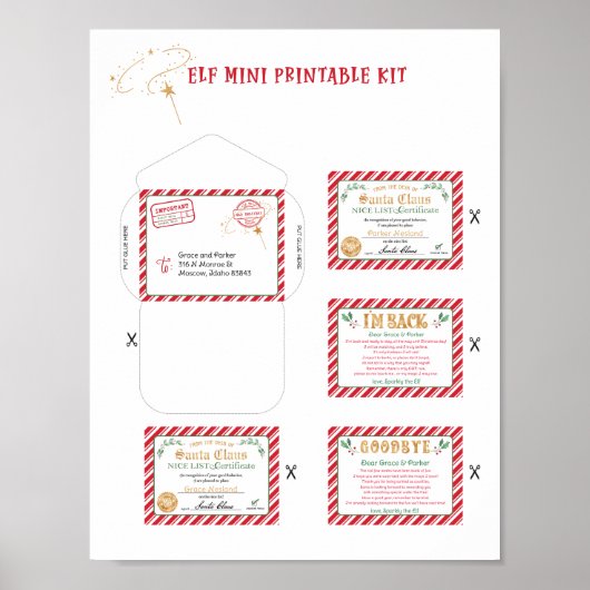 Mini Elf afdrukbare letters Magische Mini Santa El Poster (Voorkant)