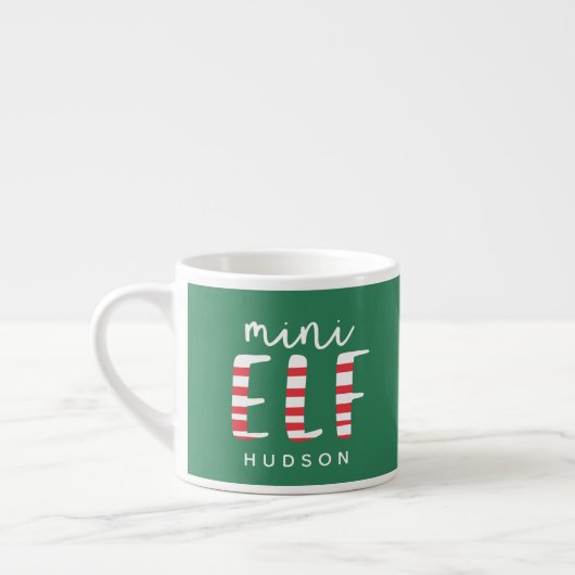 Mini Elf feestrode, groene en witte kerst Espresso Kop (Links)