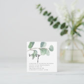 MINI Eucalyptus QR-codescript bruiloft RSVP Informatiekaartje (Staand voorkant)