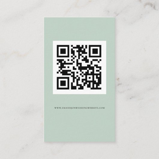 Mini Eucalyptus Script QR Code Weduwschap RSVP Informatiekaartje (Achterkant)