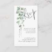 Mini Eucalyptus Script QR Code Weduwschap RSVP Informatiekaartje (Voorkant)
