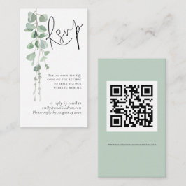 Mini Eucalyptus Script QR Code Weduwschap RSVP Informatiekaartje