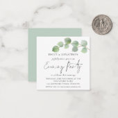 MINI Eucalyptus Wedding Evening Party nodigt uit Notitiekaartje (Voorkant / Achterkant in situ)