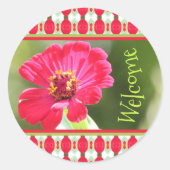 Mini Event Welcome Decal in Pinks en Green Ronde Sticker (Voorkant)