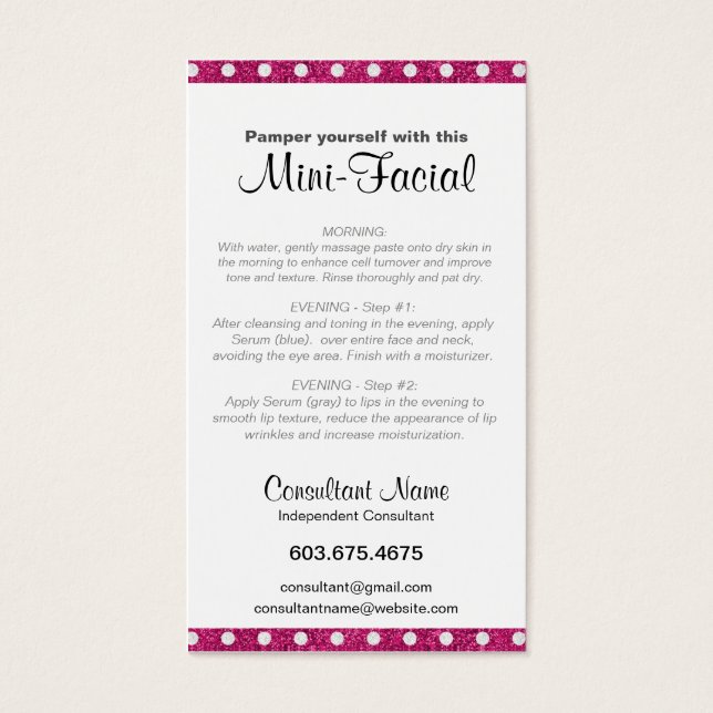 Mini-Facial Instructie Kaart (Voorkant)