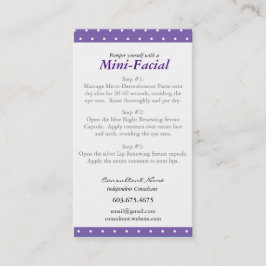 Mini Facial Instruction Card Visitekaartje
