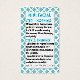Mini Facial R +F card- Rodan + Fields facial Visitekaartje