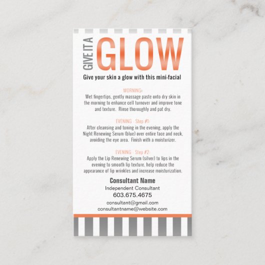 Mini-Faciale Instructiekaart - VERLIES UW HUID Visitekaartje (Voorkant)