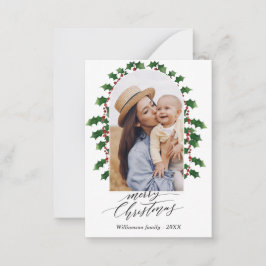 Mini Familie Foto Boog Vrolijke Kerstvakantie Notitiekaartje