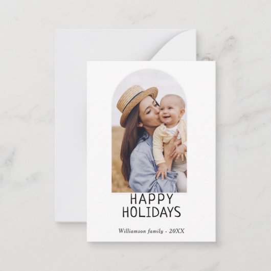 Mini familiefoto wintervakantie notitiekaartje (Voorkant)