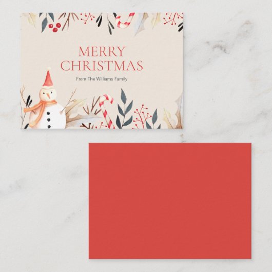 Mini  feestdag Snowman Kerstfeestdag Notitiekaartje (Voorkant / Achterkant)