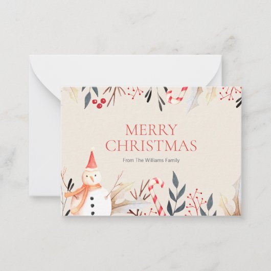 Mini  feestdag Snowman Kerstfeestdag Notitiekaartje (Voorkant)