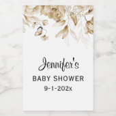 Mini Fles Sepia Baby shower Bloemdruppel Mini Wijn Etiket (Enkel label)